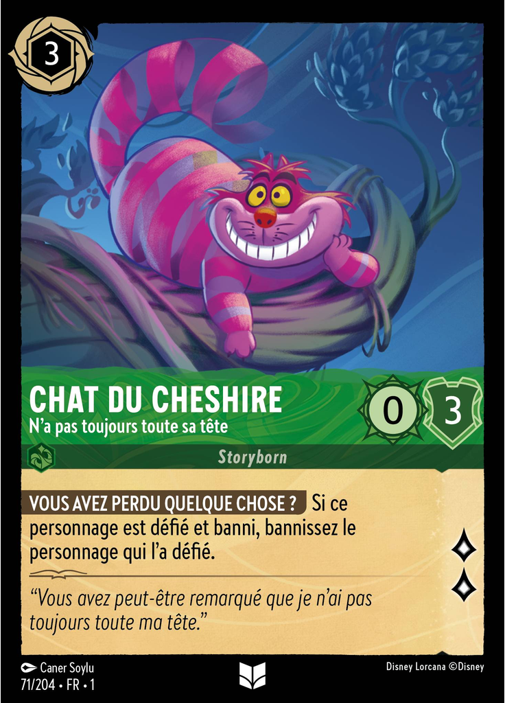 Chat du Cheshire - N'a pas toujours toute sa tête