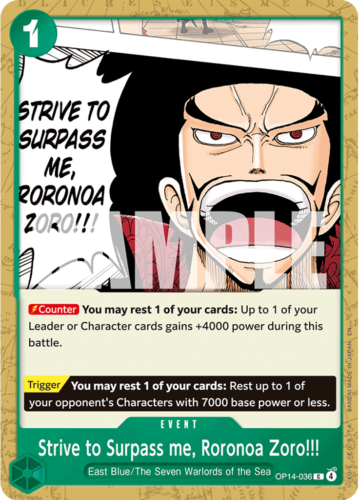Strive to Surpass me, Roronoa Zoro!!!