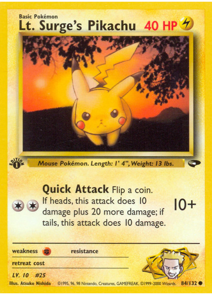 Lt. Surge's Pikachu (1st Edition)