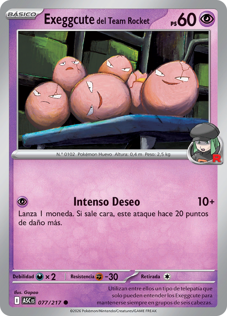 Exeggcute del Team Rocket (Reverse Holo)