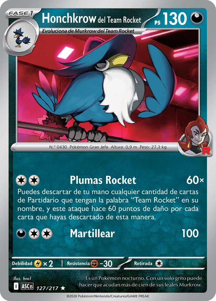 Honchkrow del Team Rocket (Reverse Holo)
