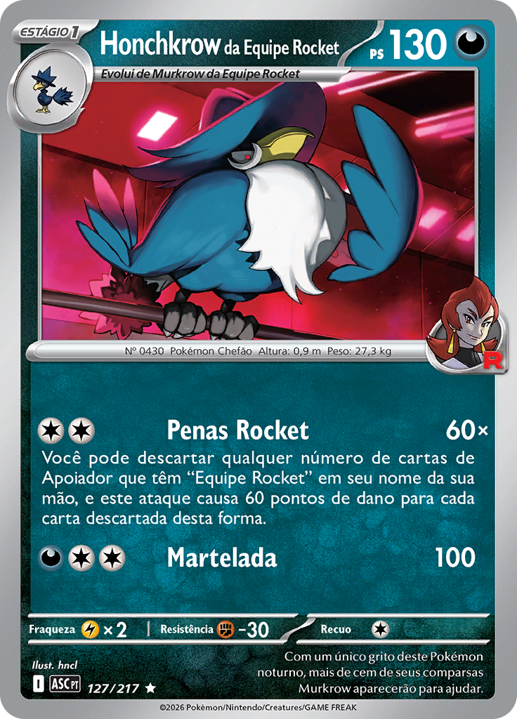 Honchkrow da Equipe Rocket (Reverse Holo)