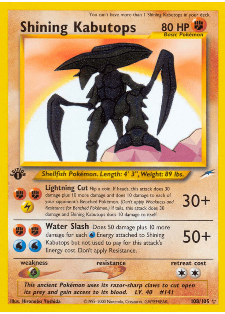 Shining Kabutops (1st Edition Holofoil)