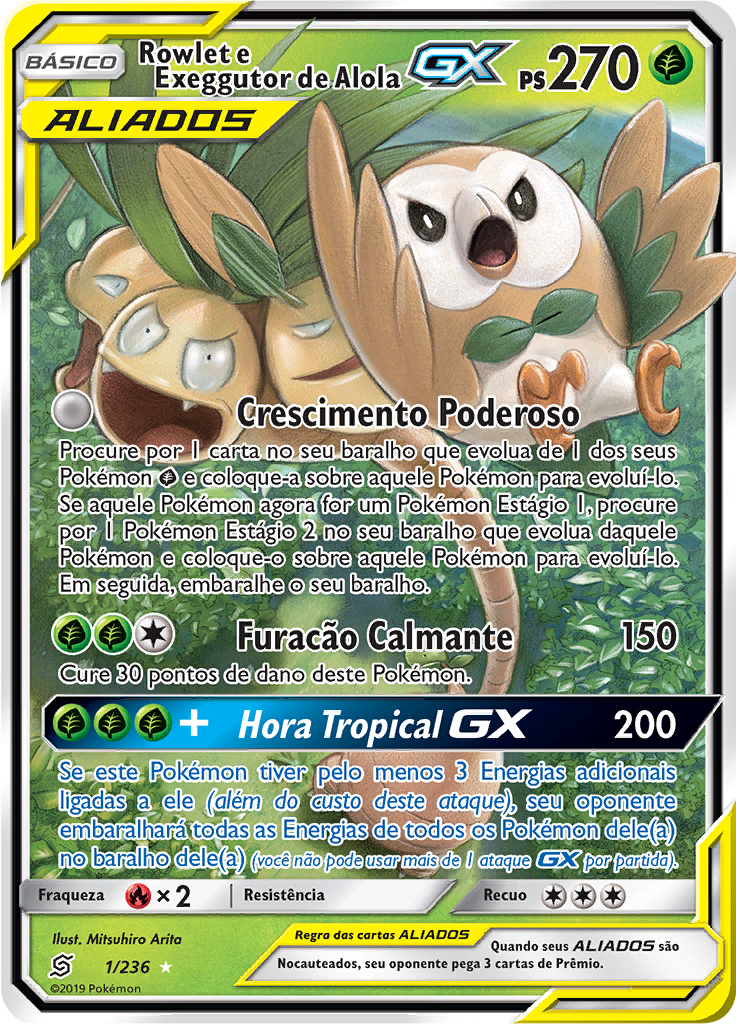 Rowlet e Exeggutor de Alola GX