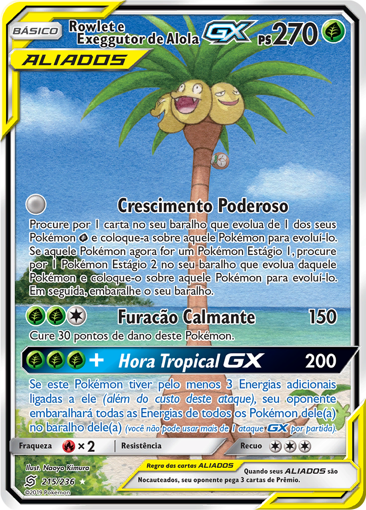 Rowlet e Exeggutor de Alola GX