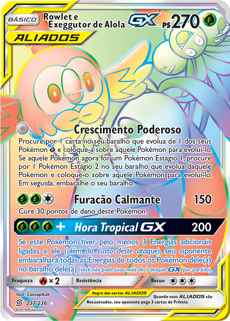 Rowlet e Exeggutor de Alola GX