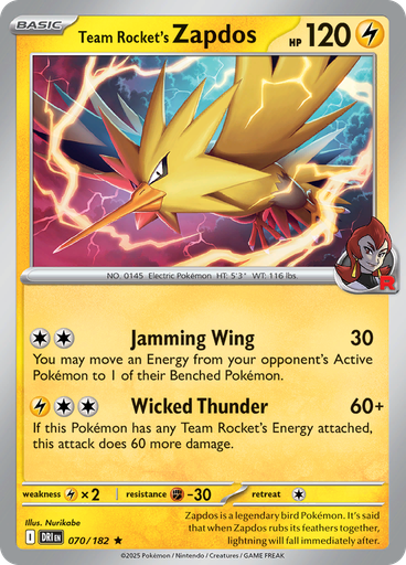 Team Rocket's Zapdos (Reverse Holo)