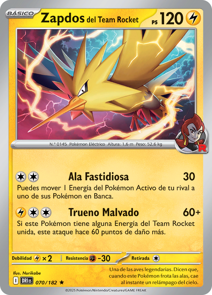 Zapdos del Team Rocket (Reverse Holo)
