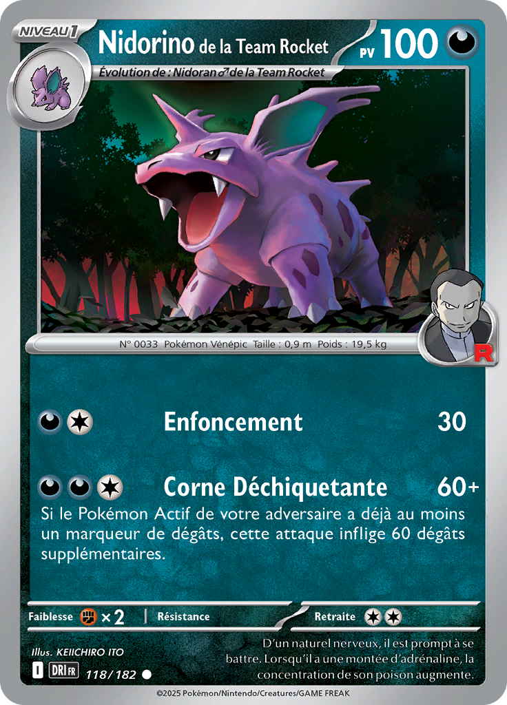 Nidorino de la Team Rocket (Reverse Holo)