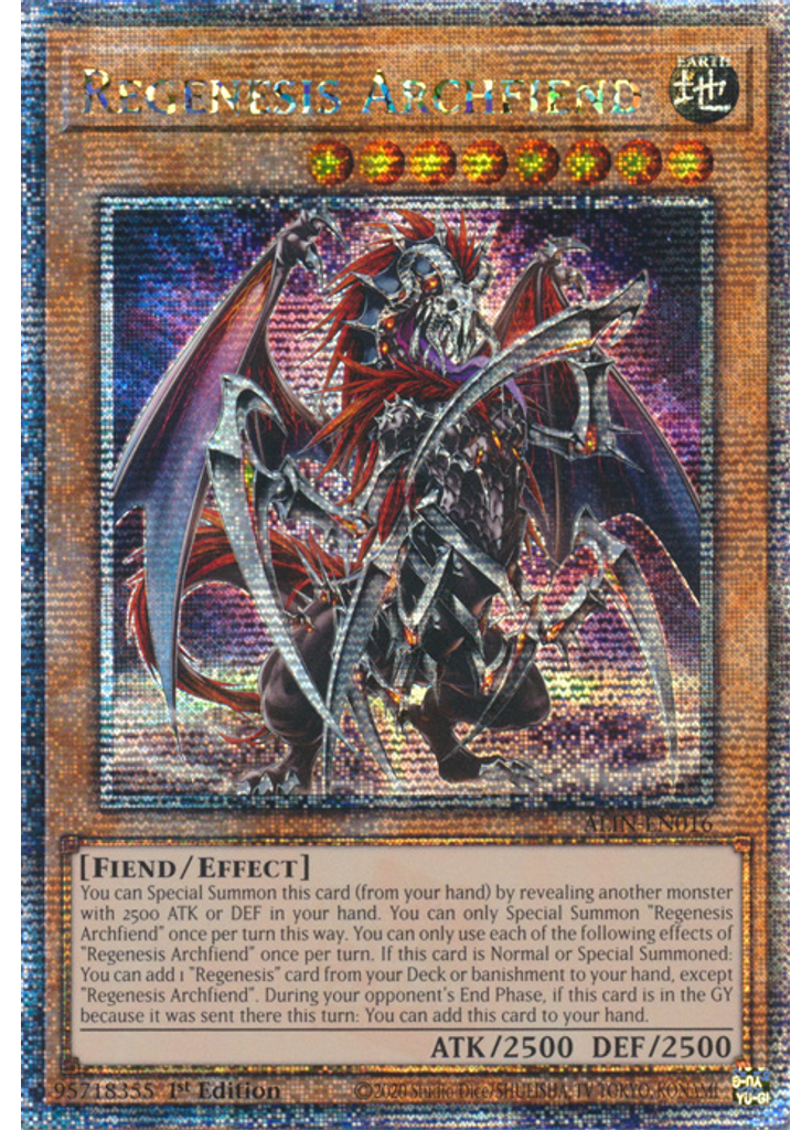 Regenesis Archfiend (Quarter Century Secret Rare 1st Edition)