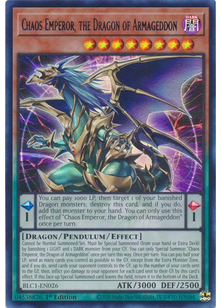 Chaos Emperor, the Dragon of Armageddon (Ultra Rare 1st Edition Silver)