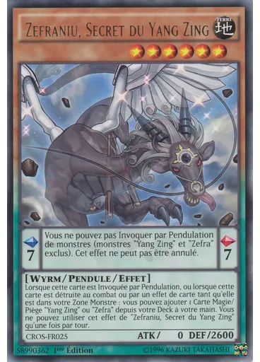 Zefraniu, Secret du Yang Zing