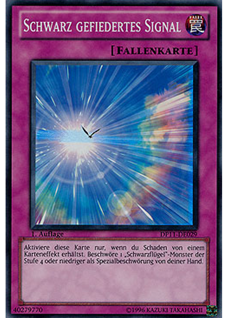 Schwarz gefiedertes Signal