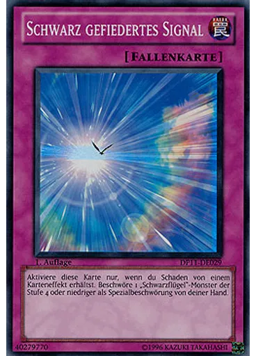 Schwarz gefiedertes Signal
