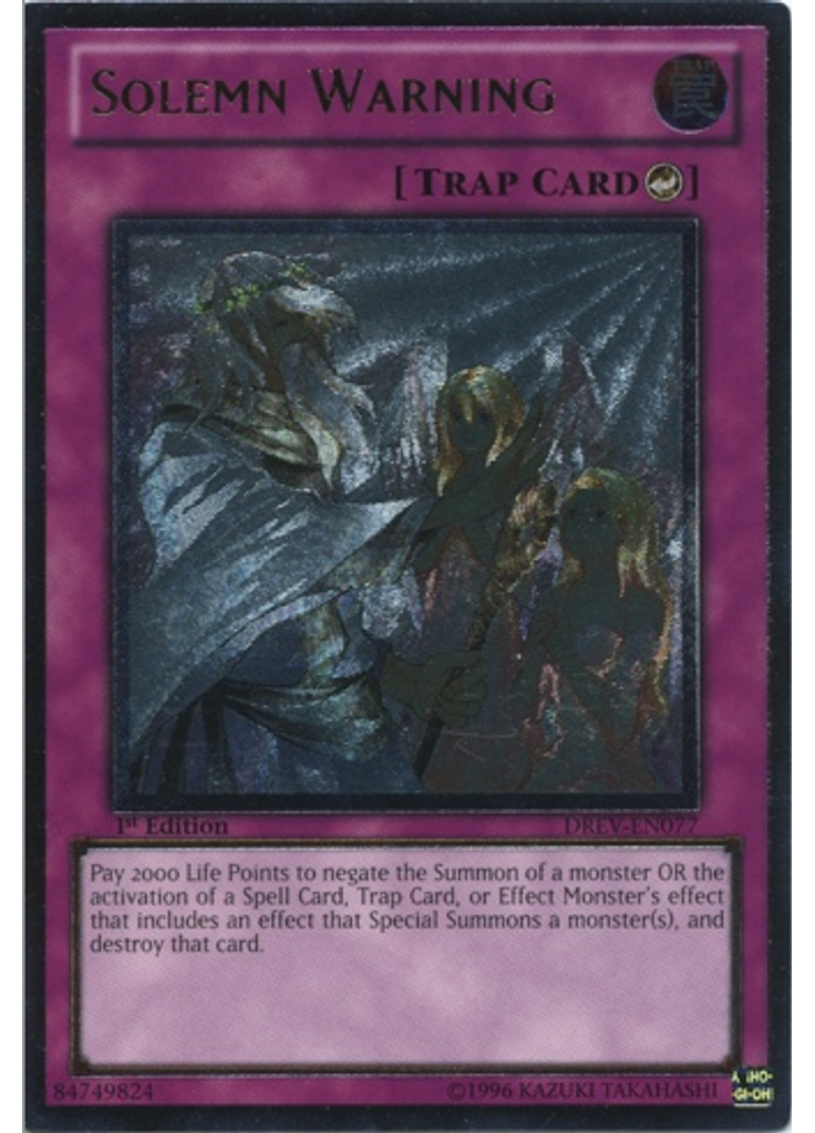 Solemn Warning (Ultimate Rare 1st Edition)