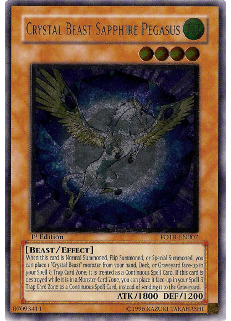 Crystal Beast Sapphire Pegasus (Ultimate Rare 1st Edition)