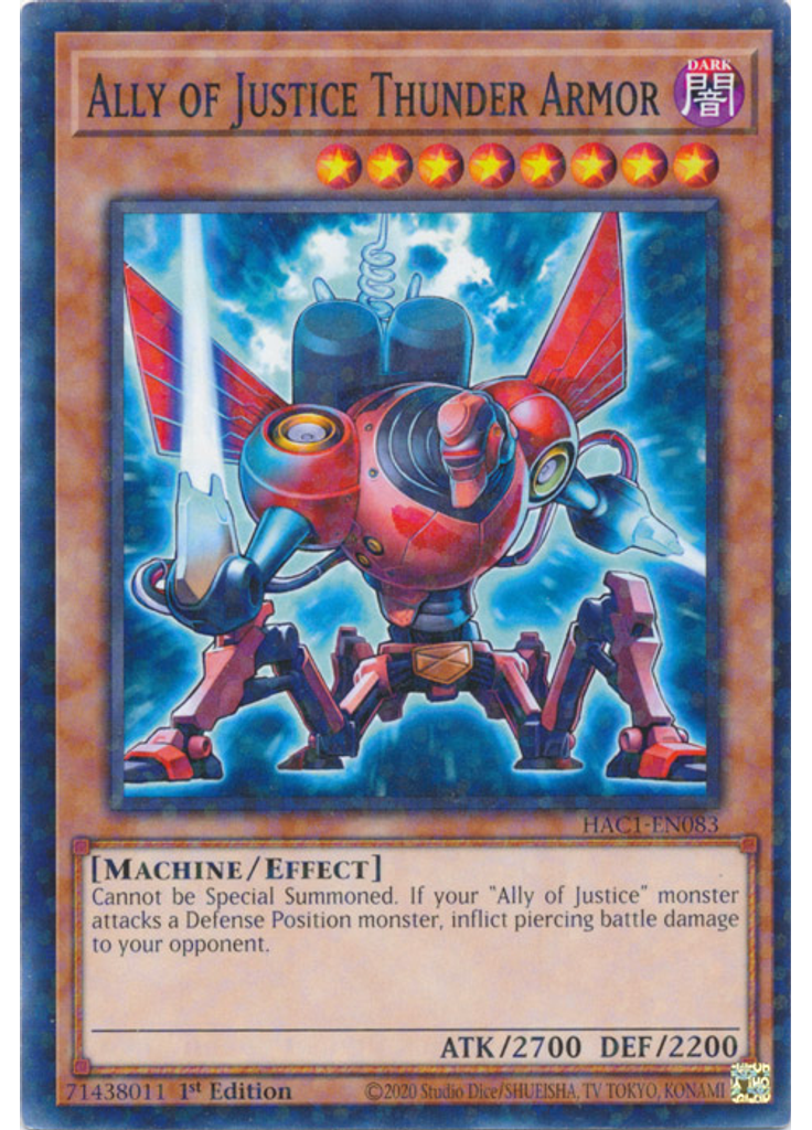 Ally of Justice Thunder Armor (Duel Terminal Normal Parallel Rare 1st Edition)