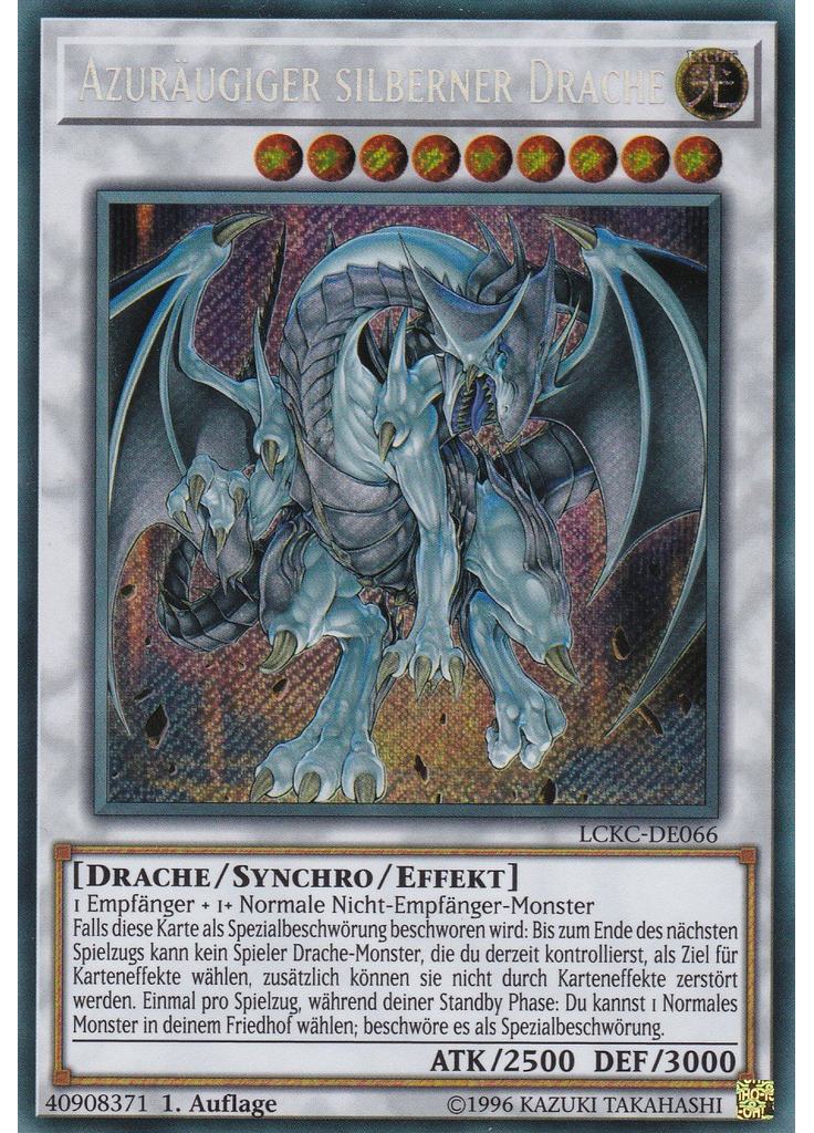 Azuräugiger silberner Drache