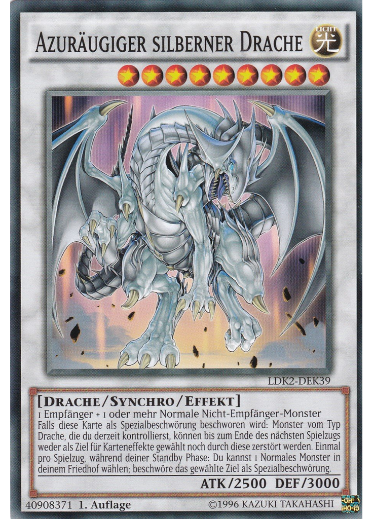 Azuräugiger silberner Drache