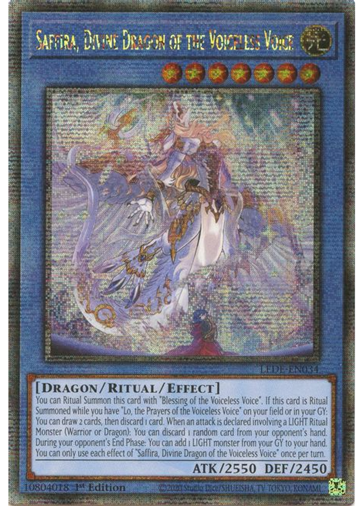 Saffira, Divine Dragon of the Voiceless Voice (Quarter Century Secret Rare 1st Edition)