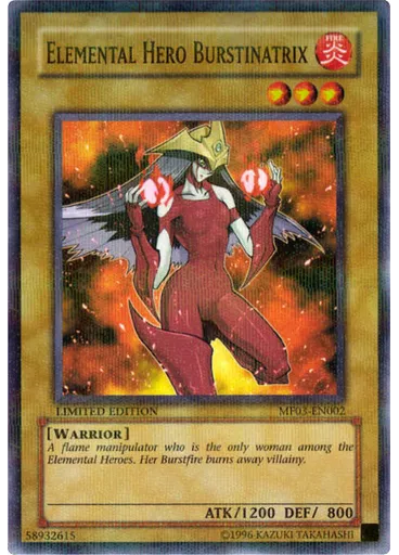 Elemental HERO Burstinatrix — Mattel Action Figure Promotional Cards