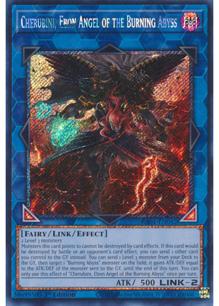 Cherubini, Ebon Angel of the Burning Abyss (Platinum Secret Rare 1st Edition)