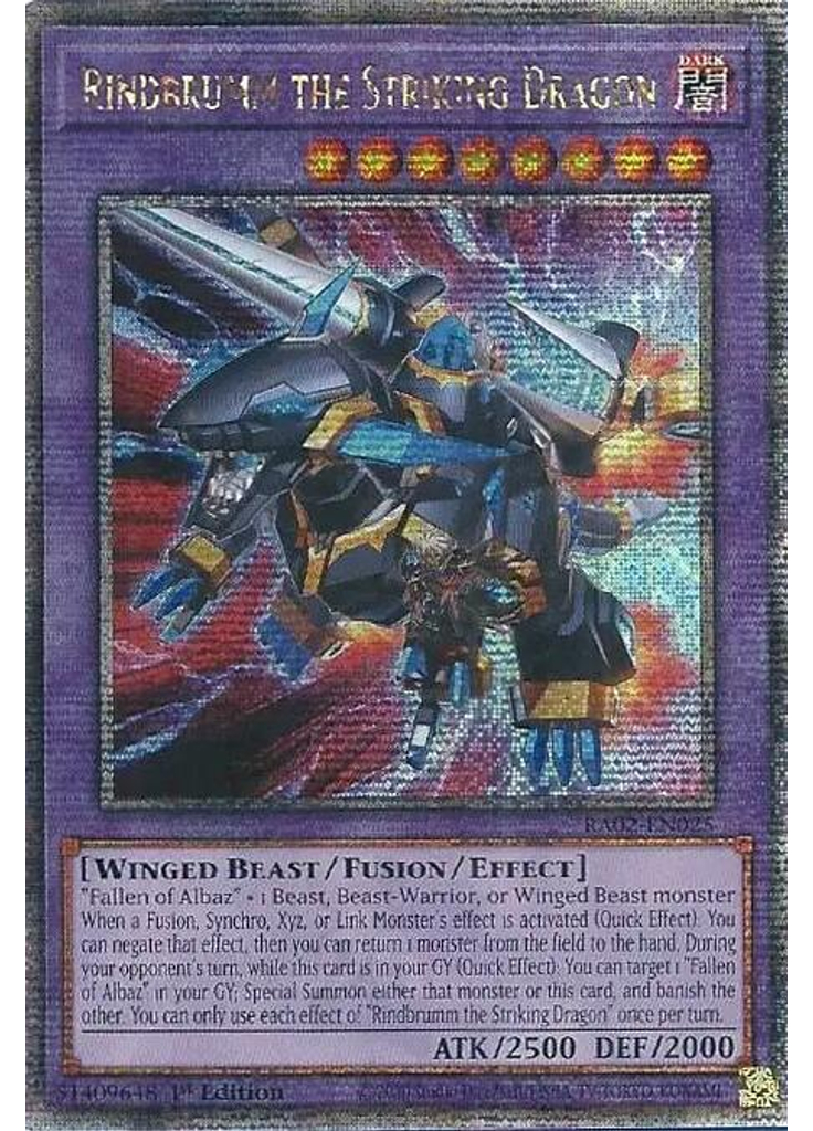 Rindbrumm the Striking Dragon (Quarter Century Secret Rare 1st Edition)