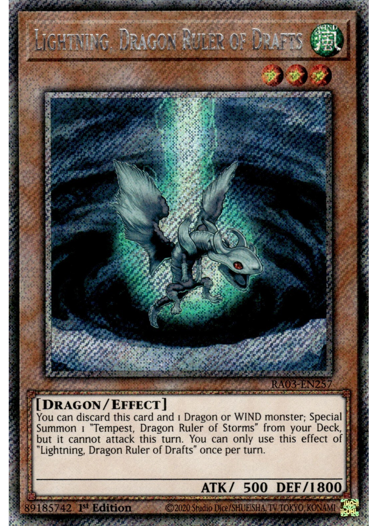 Lightning, Dragon Ruler of Drafts (Platinum Secret Rare 1st Edition)