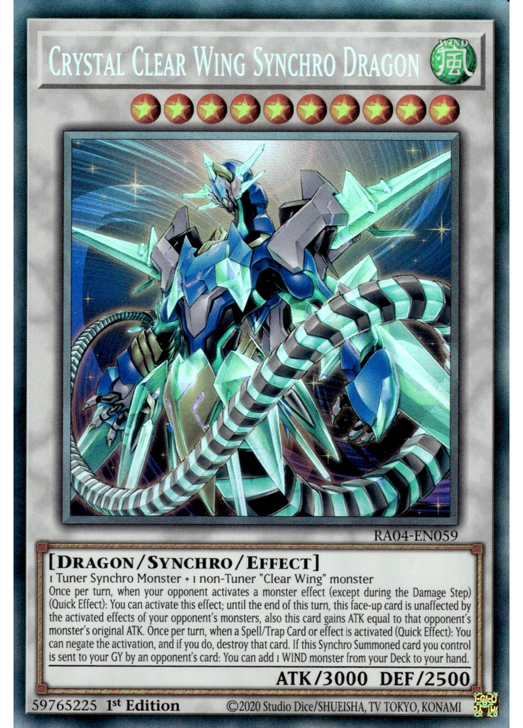 Crystal Clear Wing Synchro Dragon (Collectors Rare 1st Edition)