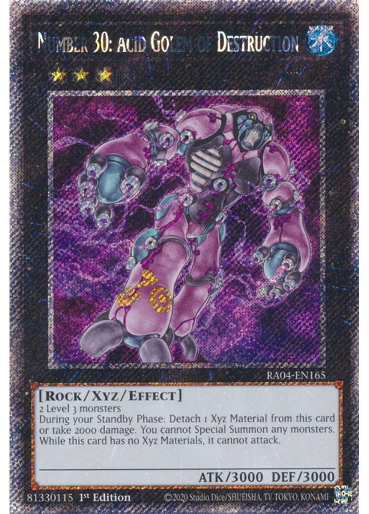 Number 30: Acid Golem of Destruction (Platinum Secret Rare 1st Edition)