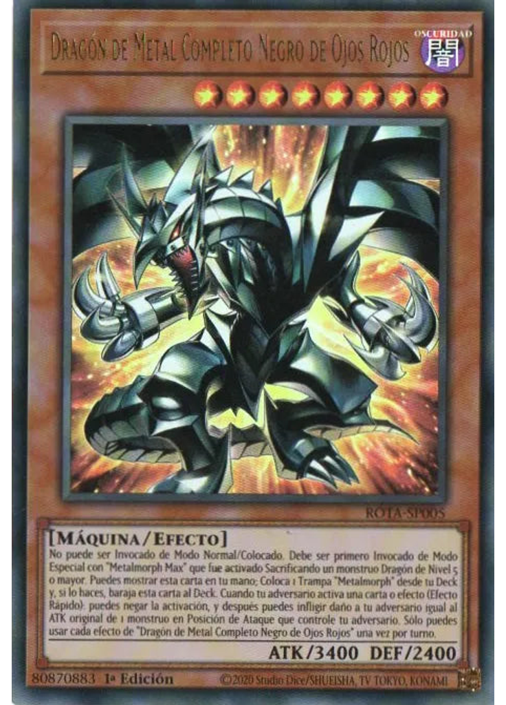 Dragón de Metal Completo Negro de Ojos Rojos