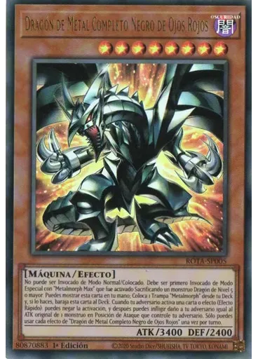 Dragón de Metal Completo Negro de Ojos Rojos
