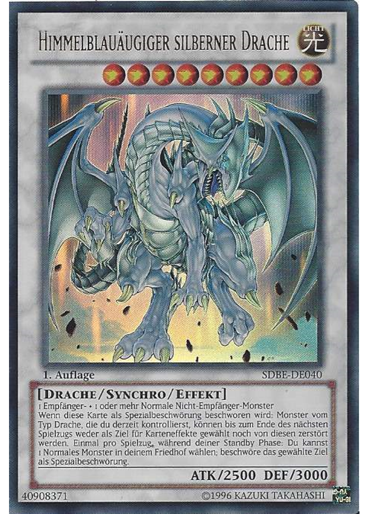 Azuräugiger silberner Drache