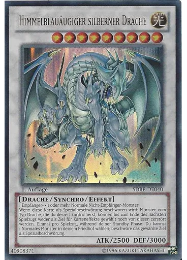 Azuräugiger silberner Drache