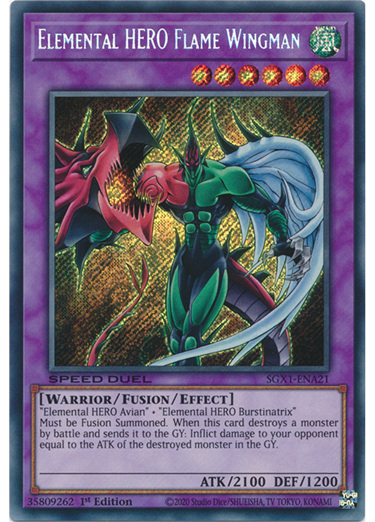 Elemental HERO Flame Wingman (Secret Rare 1st Edition)