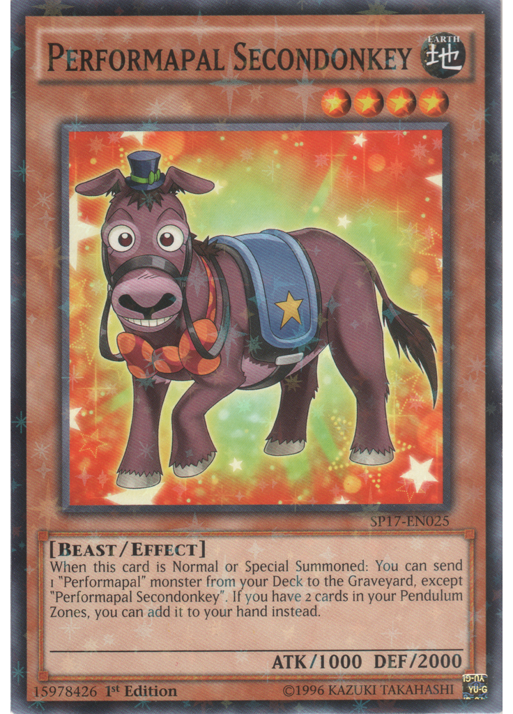 Performapal Secondonkey (Starfoil Rare 1st Edition)