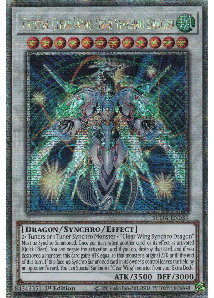 Crystal Clear Wing Over Synchro Dragon (Quarter Century Secret Rare 1st Edition)
